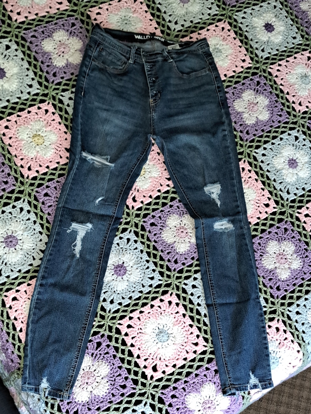 Wallflower Distressed Dark Indigo Skinny Jeans